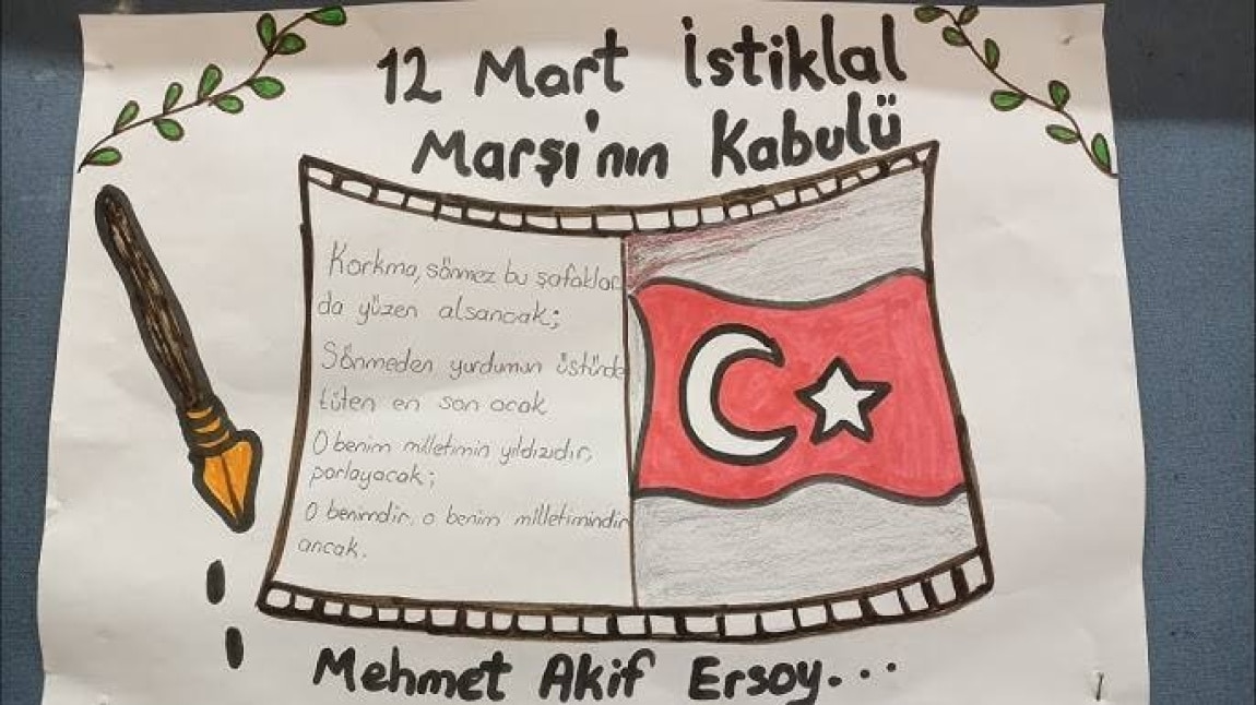 OKUL MÜDÜRÜMÜZ AHMET MERT SARI'NIN 12 MART İSTİKLÂL MARŞI'NIN KABULÜ VE MEHMET AKİF ERSOY'U ANMA GÜNÜ MESAJI...